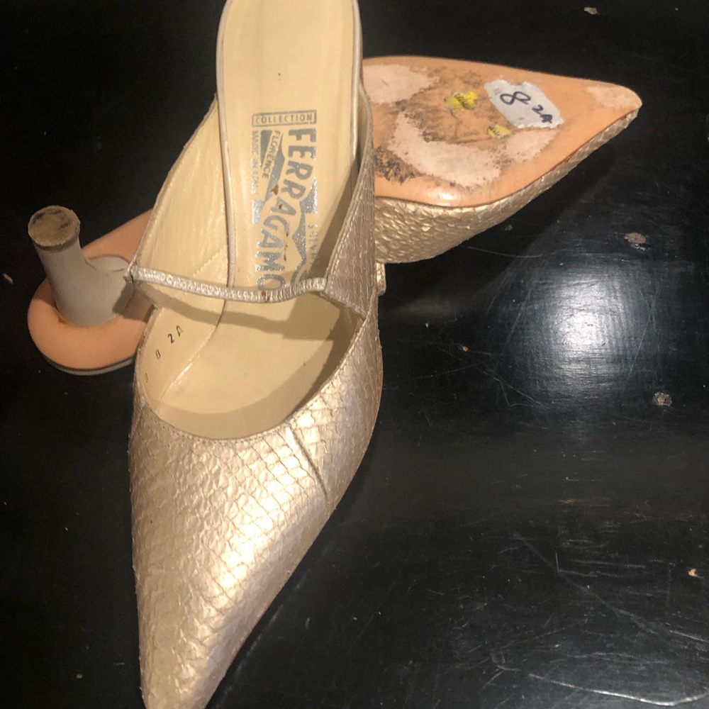 Ferragamo Mules Vintage Preowned Python Tan - image 7